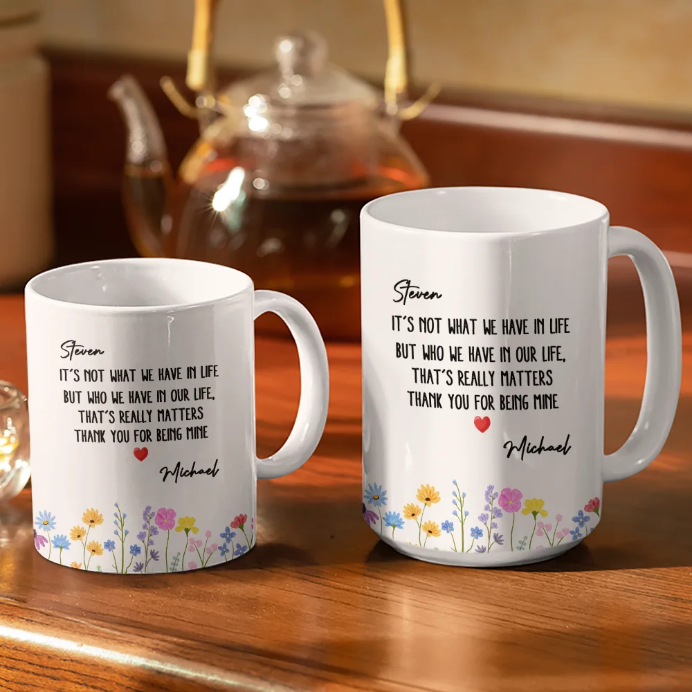 Besties Friendship Thank You For Being In Mine - Personalized White Edge-to-Edge Mug - Image 3