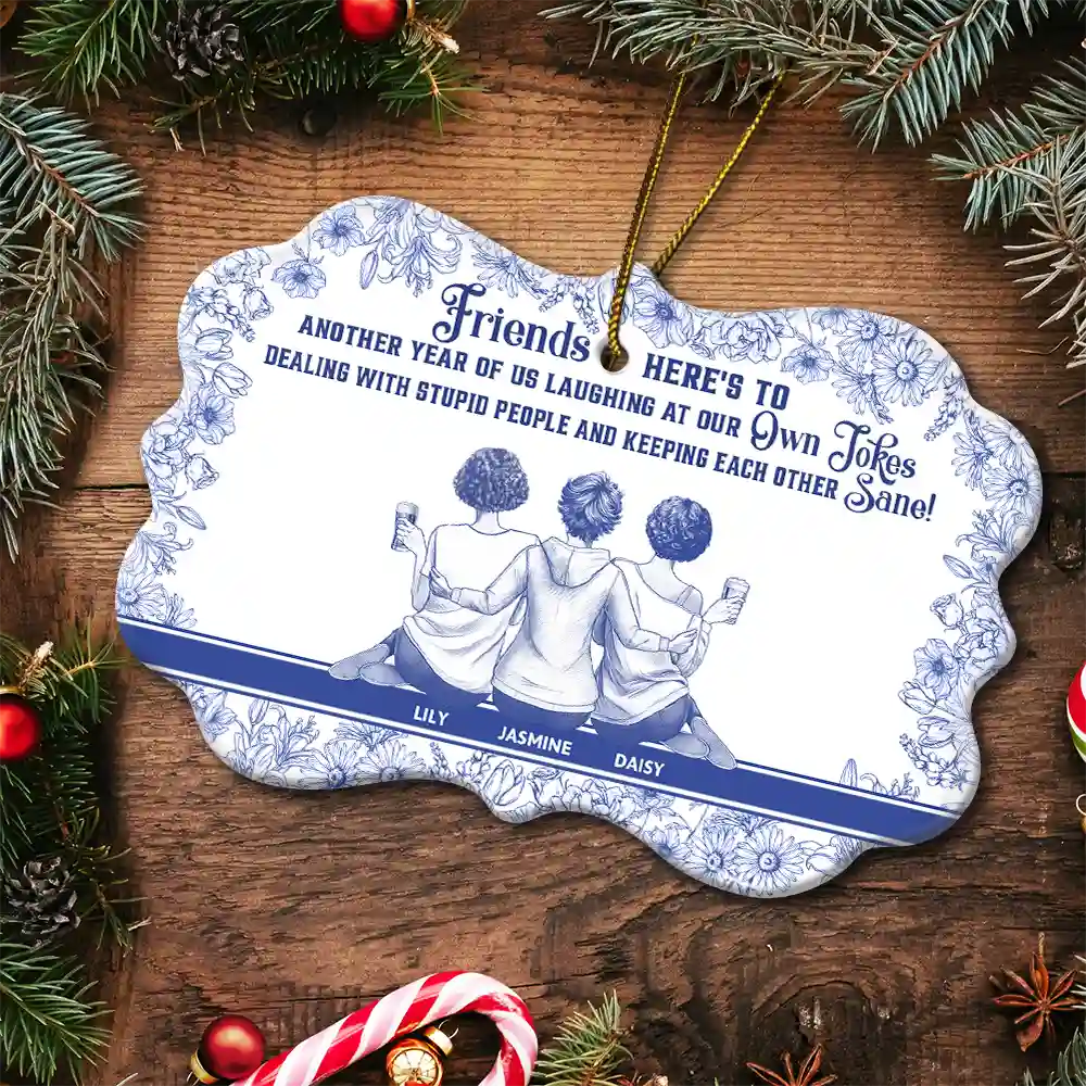 Besties Here's To Another Year Of Us - Personalized Medallion Ceramic Ornament - Image 5