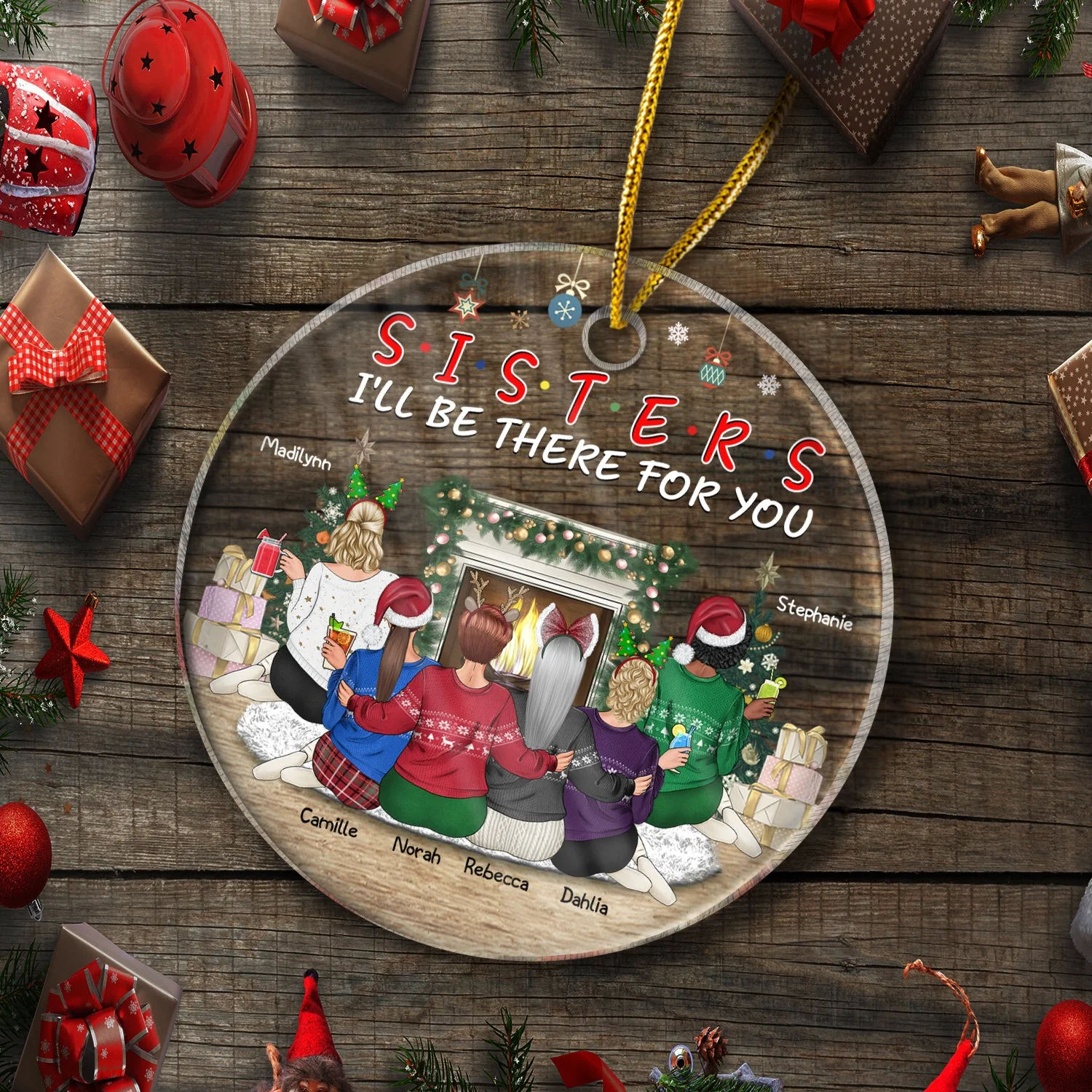 Besties I'll Be There For You - Christmas Gift For BFF And Sisters - Personalized Custom Circle Acrylic Ornament - Image 5