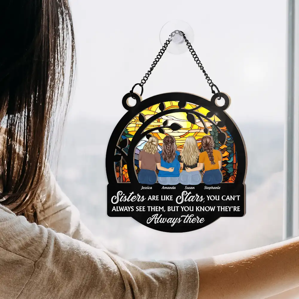 Besties Like Stars You Can't Always See Them - Personalized Window Hanging Suncatcher Ornament - Image 4