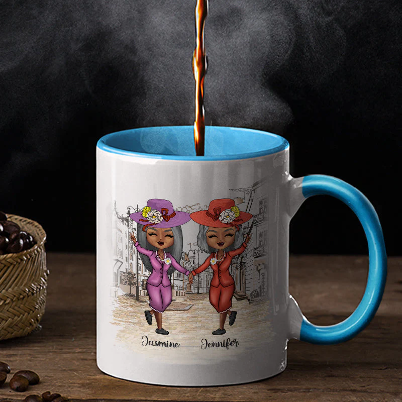 Besties Old Besties Old And Senile - Gift For Best Friends - Personalized Custom Accent Mug - Image 2