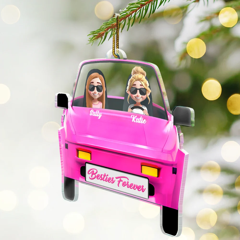 Besties On The Board - Personalized Custom Shaped Acrylic Ornament - Image 2