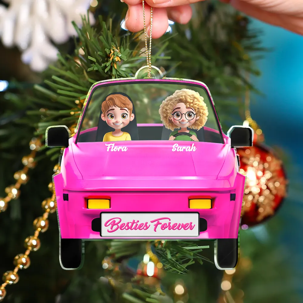 Besties On The Board - Personalized Custom Shaped Acrylic Ornament - Image 4