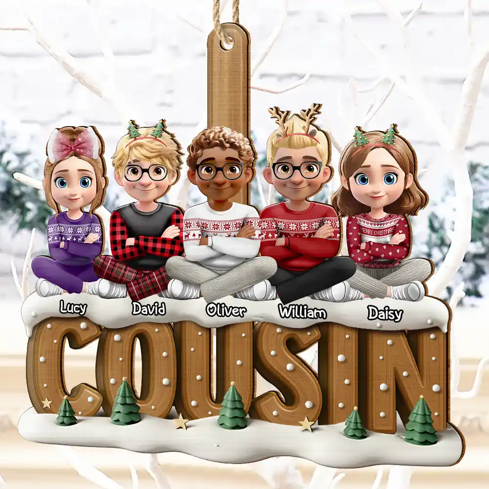 Besties Sisters Colleagues Christmas Tree - Personalized Custom Shaped Wooden Ornament - Image 4