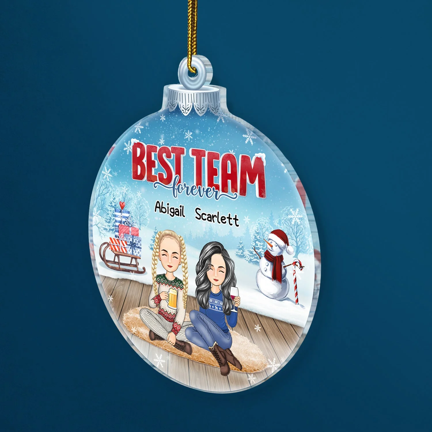 Besties Sisters Forever - Christmas Gift For Colleagues, Brothers, Siblings, Best Friends - Personalized Custom Shaped Acrylic Ornament - Image 2