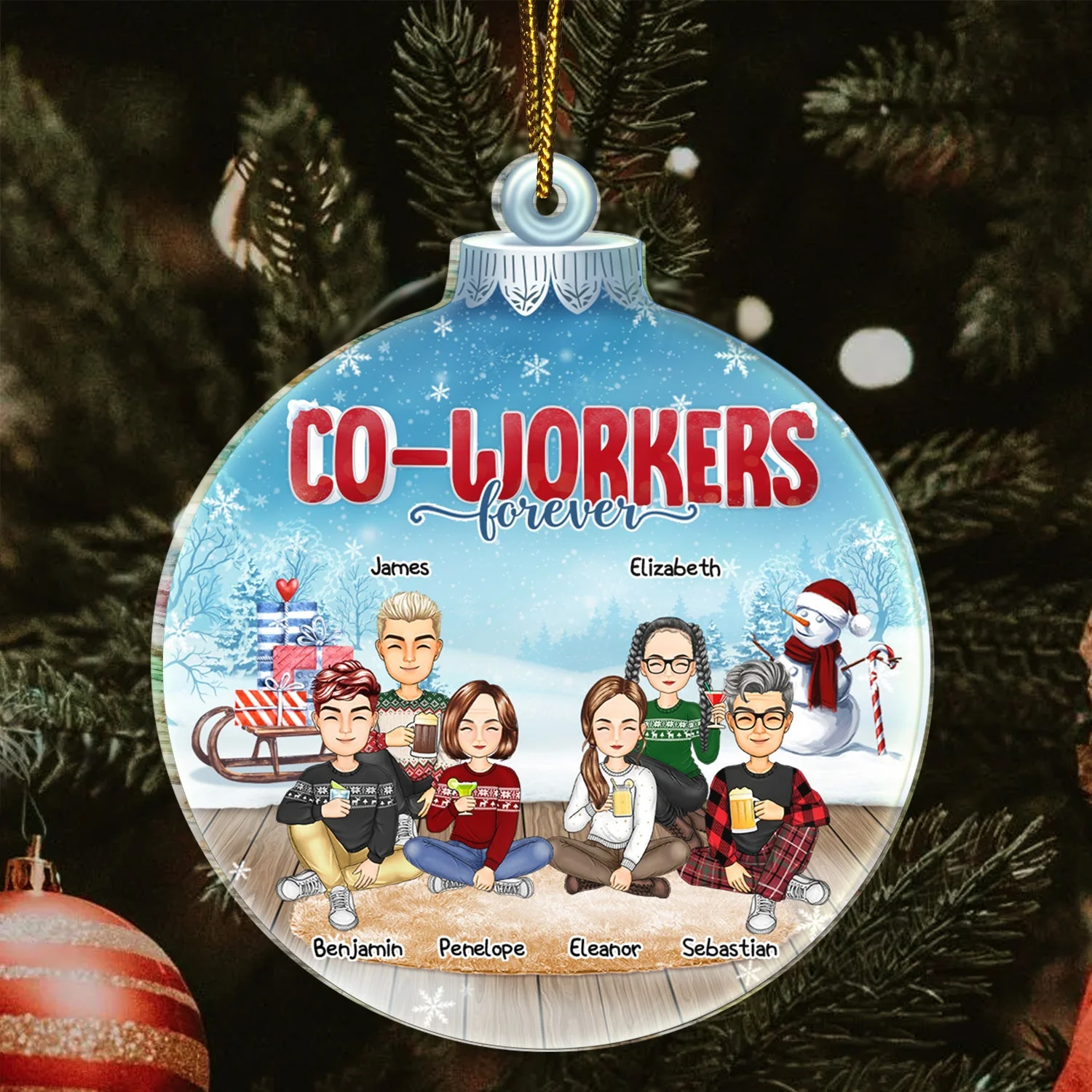 Besties Sisters Forever - Christmas Gift For Colleagues, Brothers, Siblings, Best Friends - Personalized Custom Shaped Acrylic Ornament - Image 3