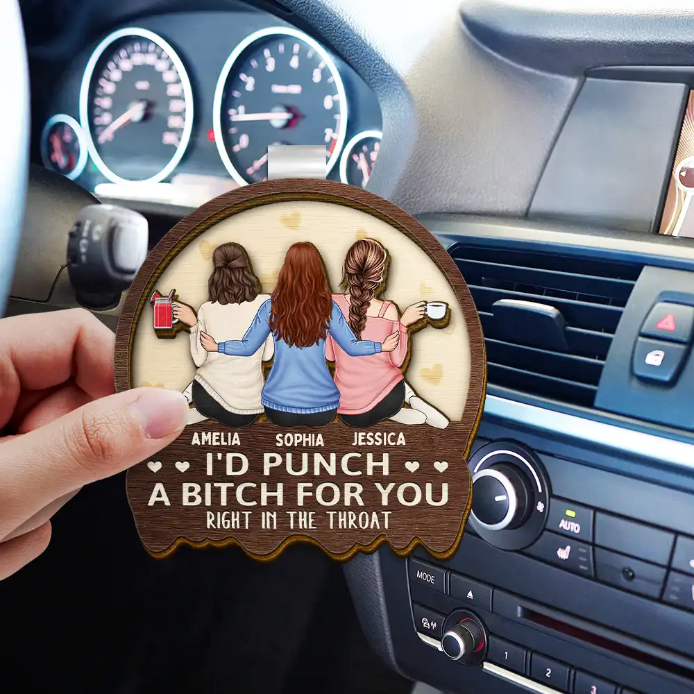 Besties Sisters Right In The Throat - Personalized Custom Shaped Car Visor Clip - Image 3