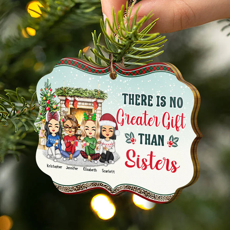 Besties There Is No Greater Gift Than Friendship - Christmas Gift For Best Friends & Sisters - Personalized Custom Wooden Ornament - Image 2