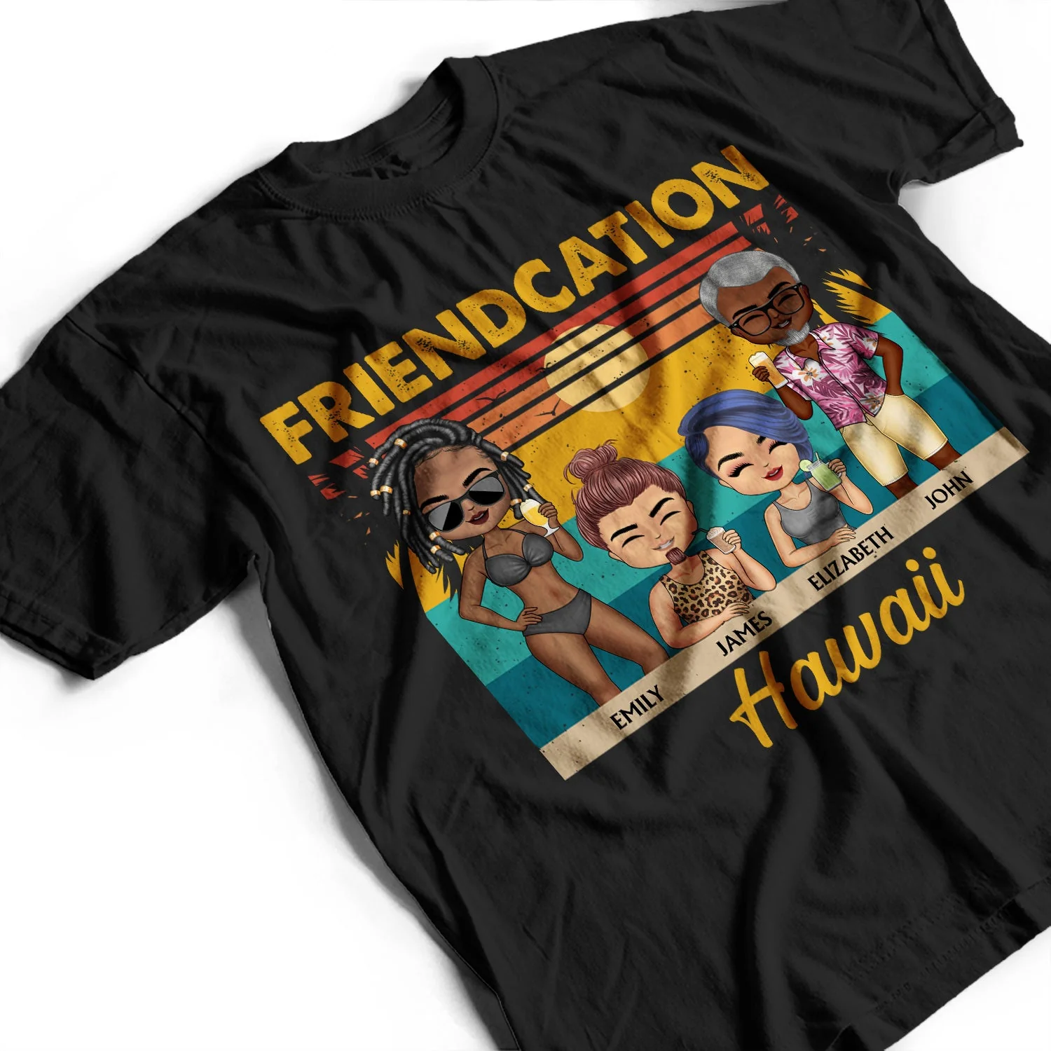 Besties Trip Travel Buddies Cruise Mode - Vacation, Anniversary, Birthday Gifts For Besties, Friends - Personalized Custom T Shirt - Image 3
