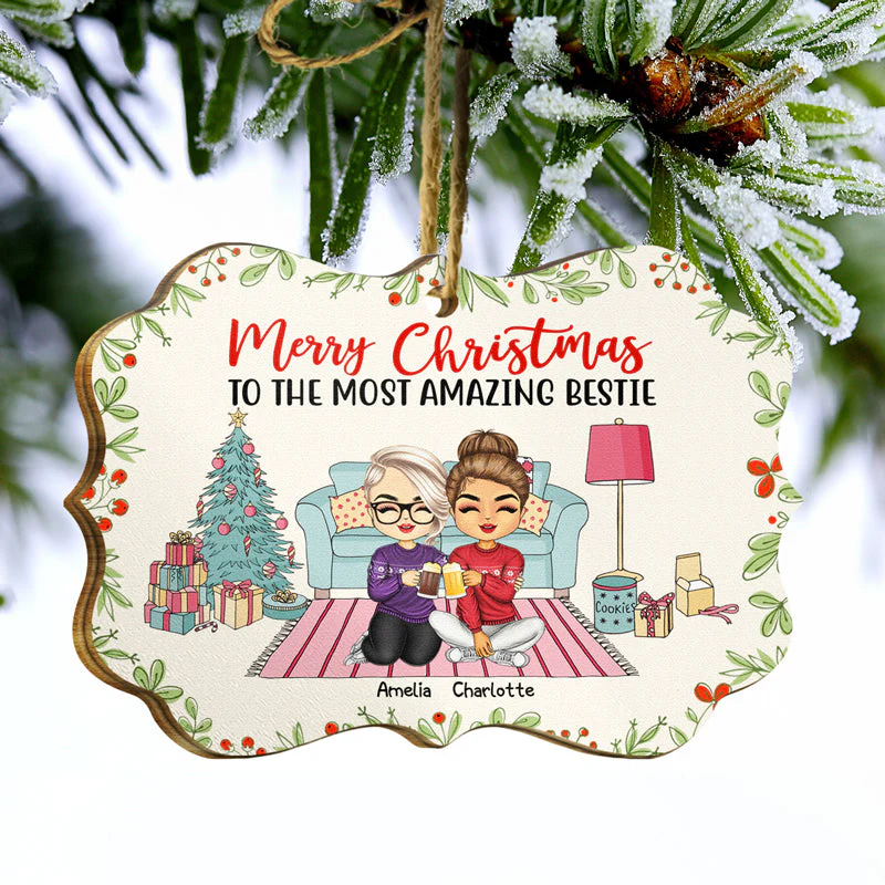 Besties We Are More Than Friends - Christmas Gift For Best Friends - Personalized Wooden Ornament - Image 3