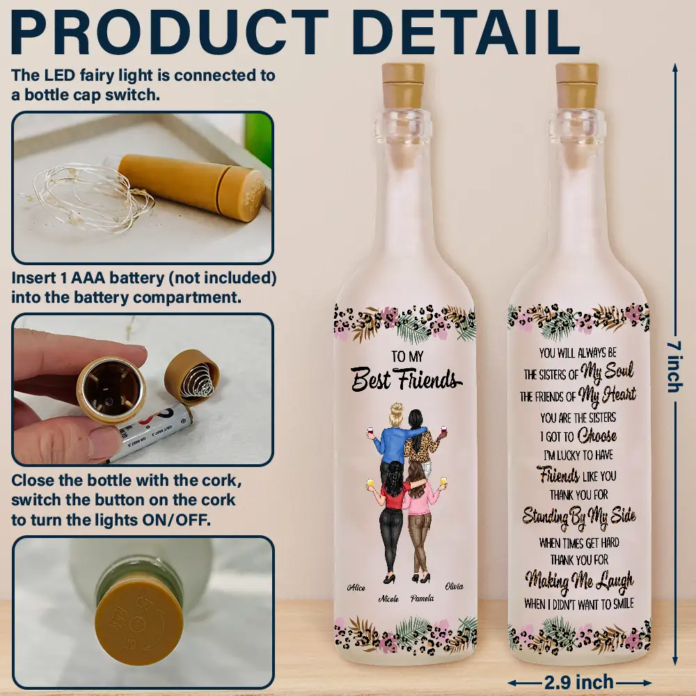 Besties You Are The Sister I Got To Choose - Personalized Bottle Light - Image 4