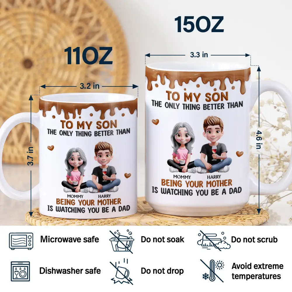 Better Than Being Your Mother Son - Personalized White Edge-to-Edge Mug - Image 5