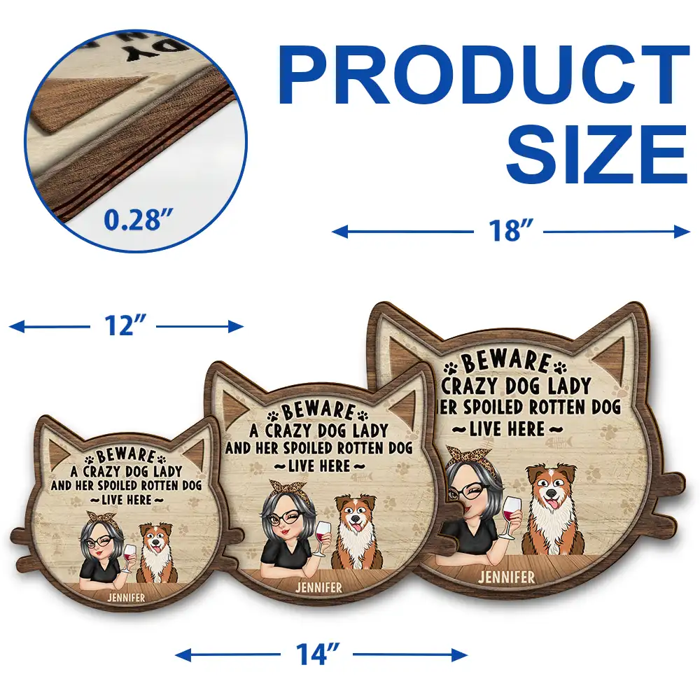 Beware A Crazy Dog & Cat Lady - Personalized Custom Shaped Wood Sign - Image 5