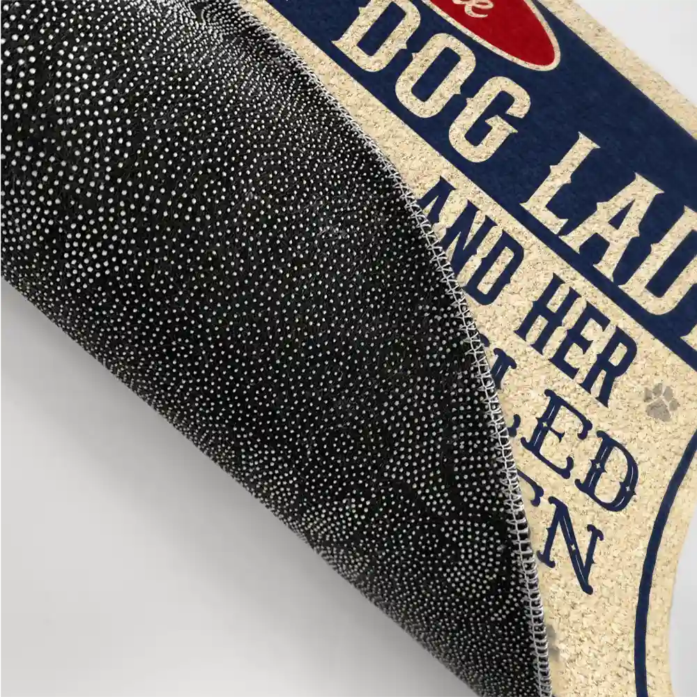 Beware A Crazy Dog Lady And Her Dogs Live Here - Personalized Doormat - Image 3