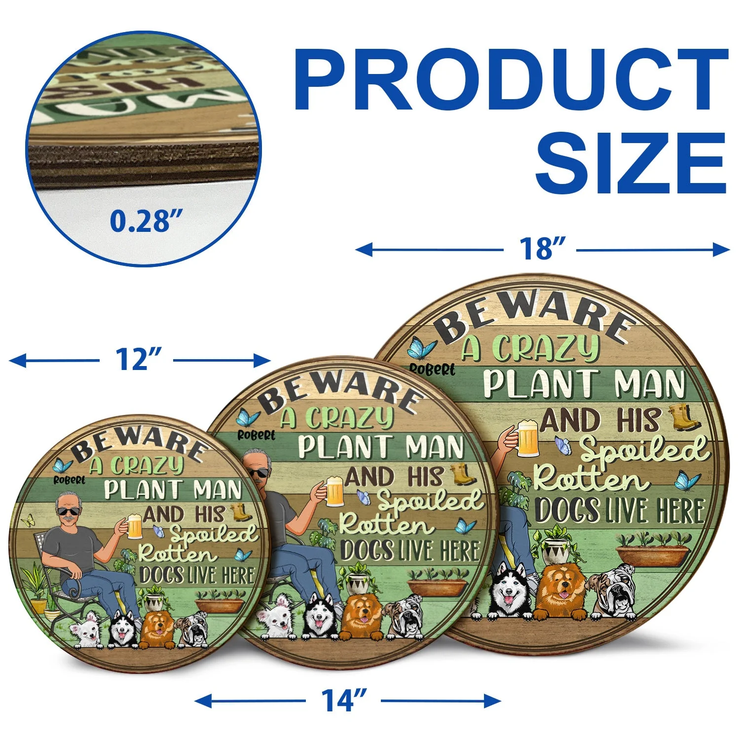 Beware A Crazy Plant Lady & Her Spoiled Rotten Dogs Live Here Gardening - Garden Sign, Birthday, Housewarming Gift For Her, Him, Gardener, Outdoor Decor - Personalized Custom Wood Circle Sign - Image 5