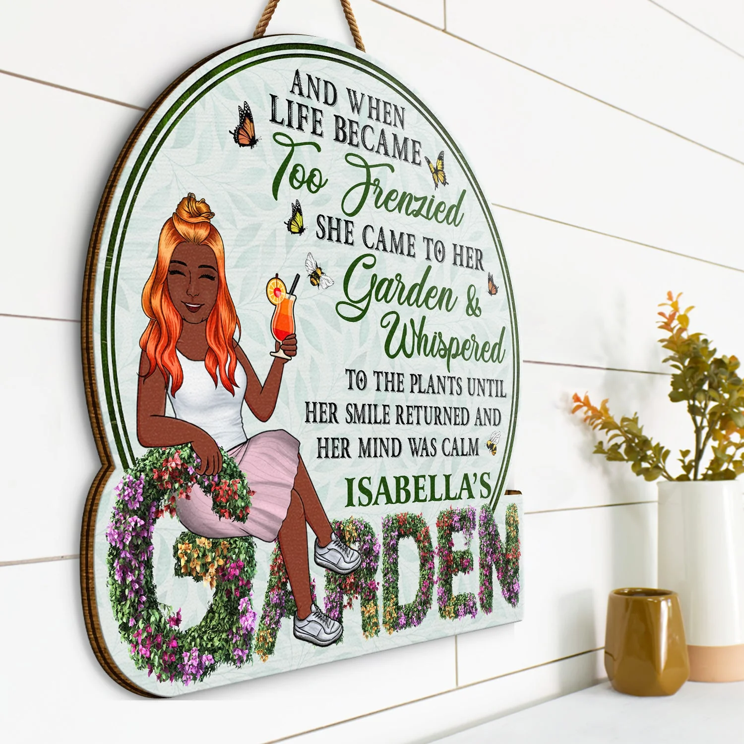 Beware A Crazy Plant Lady Lives Here - And Into The Garden I Go - Birthday, Housewarming Gift For Her, Him, Gardener, Outdoor Decor - Personalized Custom Shaped Wood Sign - Image 2