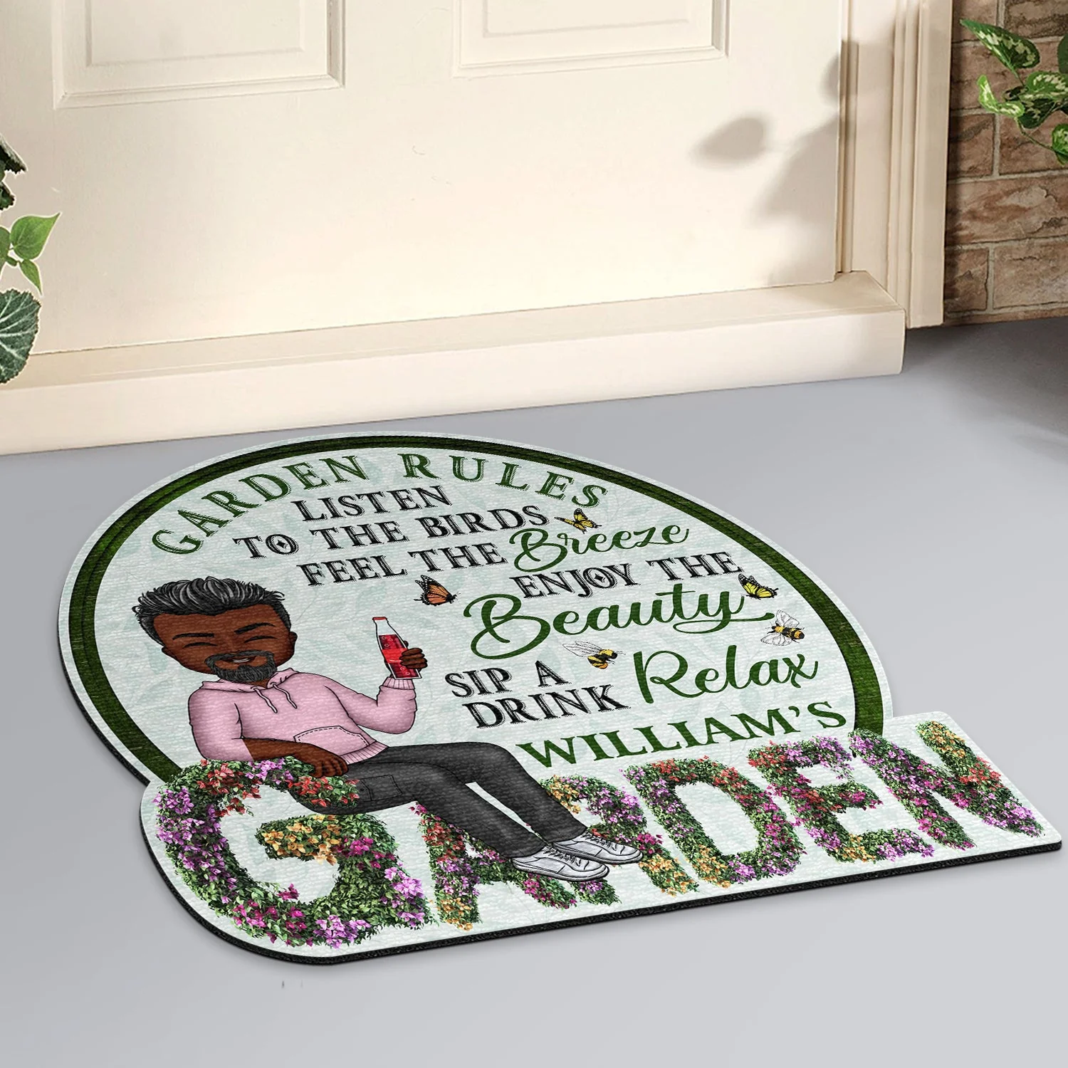 Beware A Crazy Plant Lady Lives Here - Gift For Garden Lovers - Personalized Custom Shaped Doormat - Image 3