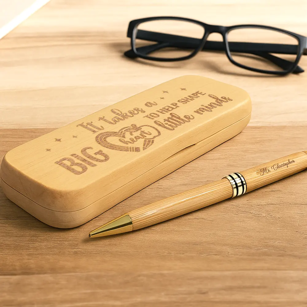 Big Heart To Help Shape Little Minds - Personalized Wooden Pen Set - Image 2