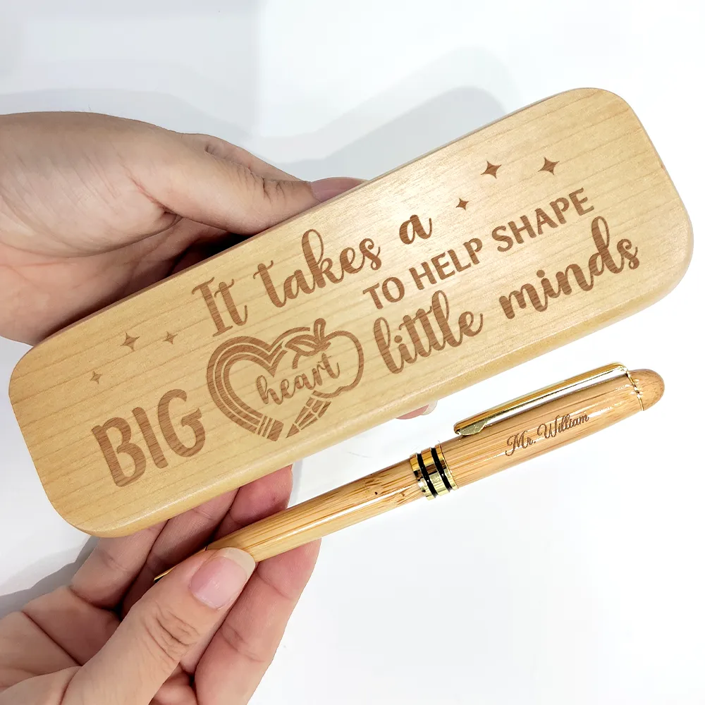 Big Heart To Help Shape Little Minds - Personalized Wooden Pen Set - Image 4