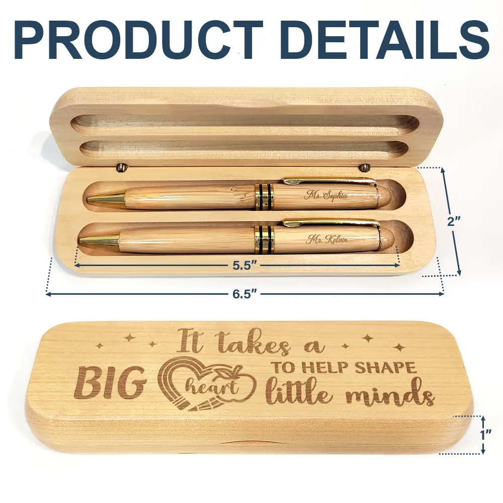 Big Heart To Help Shape Little Minds - Personalized Wooden Pen Set - Image 5