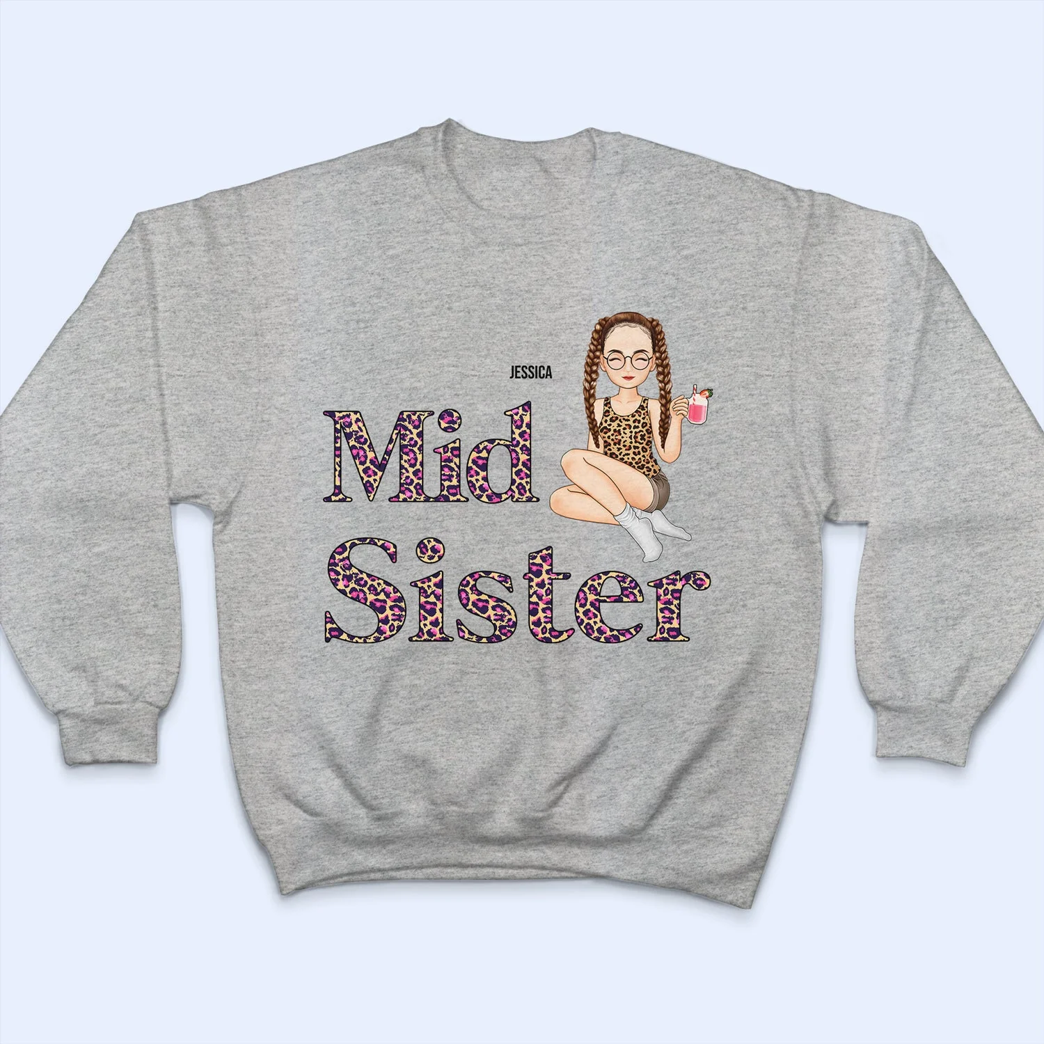 Big Sister Little Sister Title Pattern - Matching Sibling Sister Brother Gift - Personalized T Shirt - Image 5