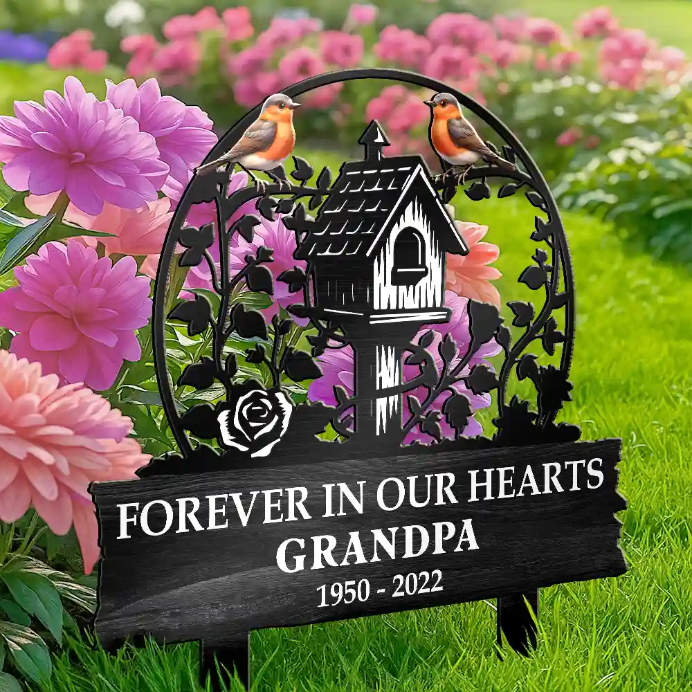 Birdhouse In Loving Memory Of You - Personalized Metal Garden Stake - Image 4