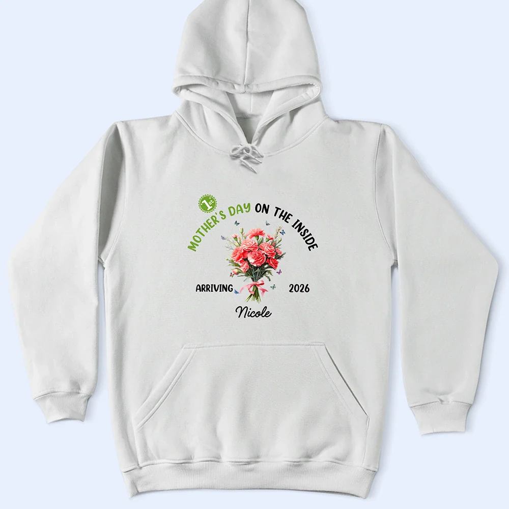 Birth Flower Baby First Mother's Day On The Inside With Mom - Personalized T Shirt - Image 4