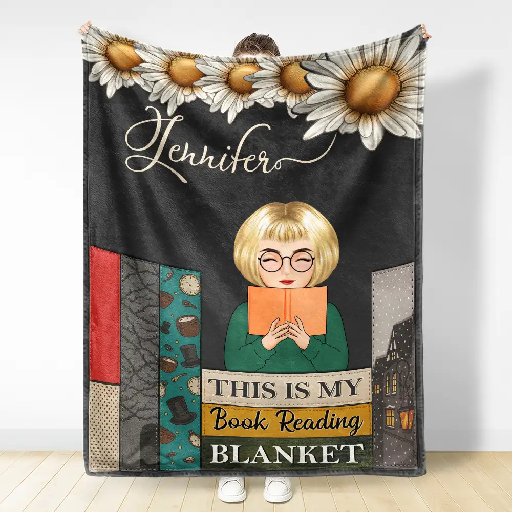Birth Flower Book Reading Blanket - Personalized Fleece Blanket, Sherpa Blanket - Image 3