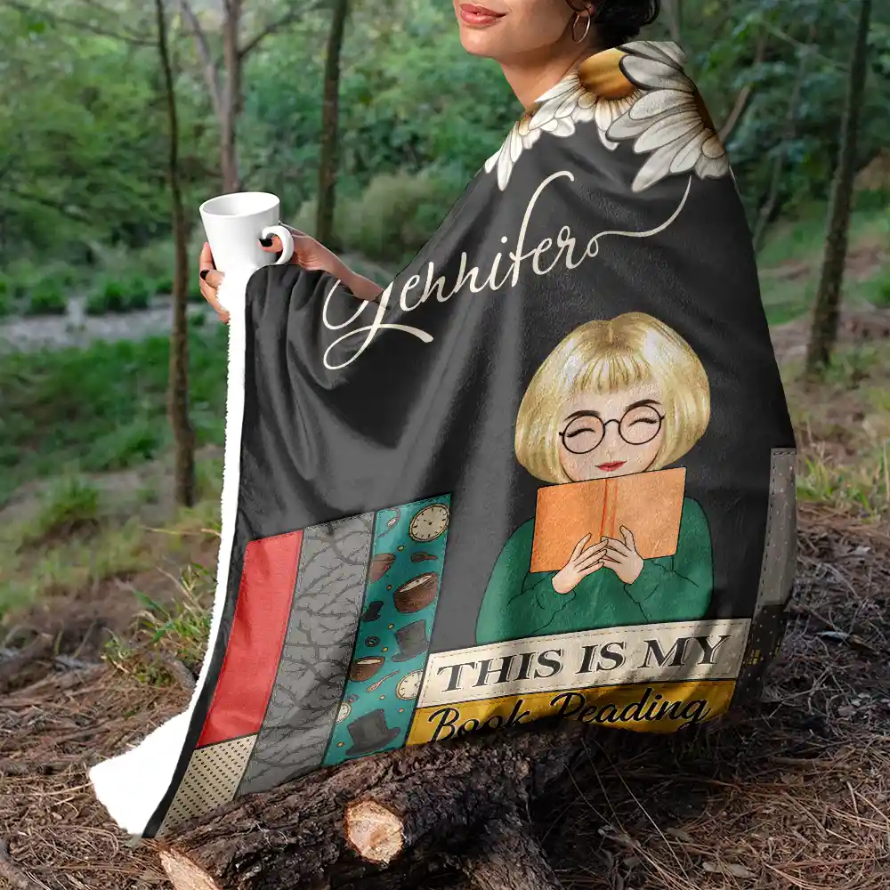Birth Flower Book Reading Blanket - Personalized Fleece Blanket, Sherpa Blanket - Image 5