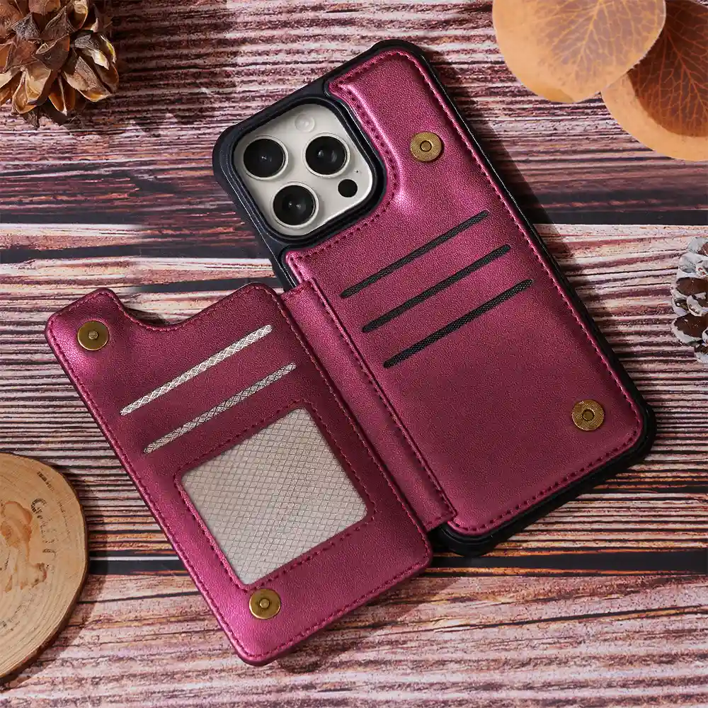Birth Flower Bouquet And Name - Personalized Leather Flip Wallet Phone Case - Image 6