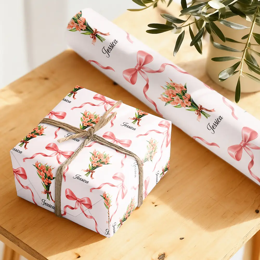 Birth Flower Bouquet Custom Name - Personalized Wrapping Paper - Image 5