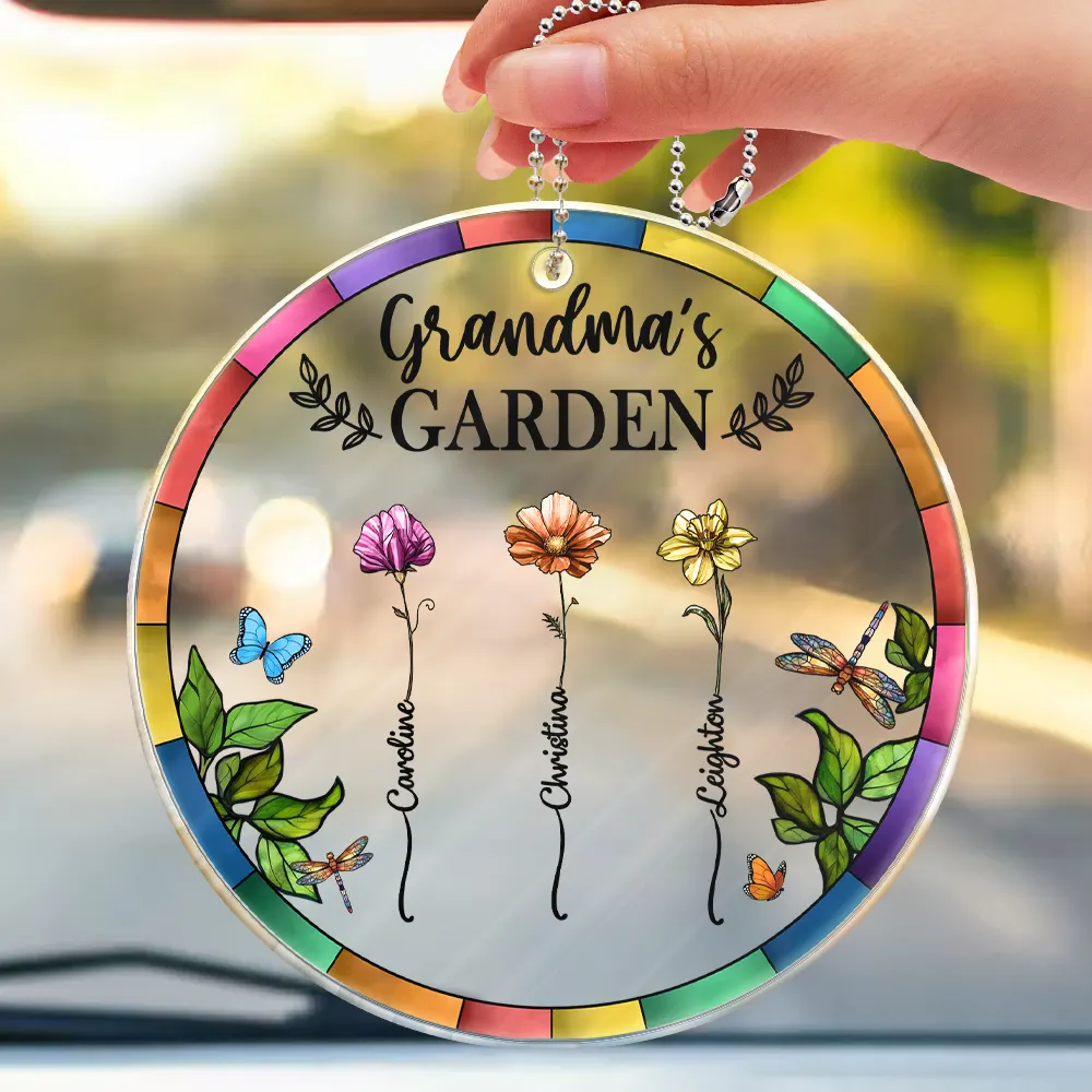 Birth Flower Grandma's Garden - Personalized Acrylic Car Hanger - Image 3