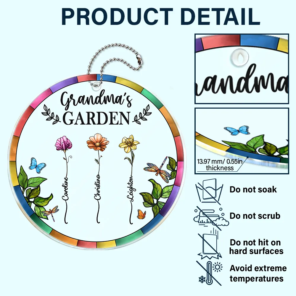 Birth Flower Grandma's Garden - Personalized Acrylic Car Hanger - Image 5