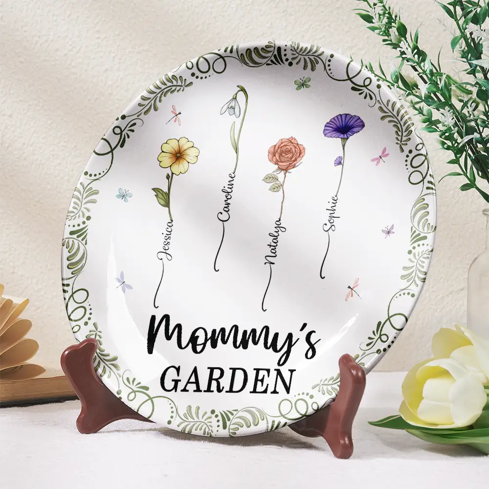 Birth Flower Grandma's Garden - Personalized Ceramic Plate - Image 2
