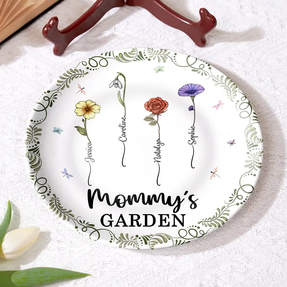 Birth Flower Grandma's Garden - Personalized Ceramic Plate - Image 4