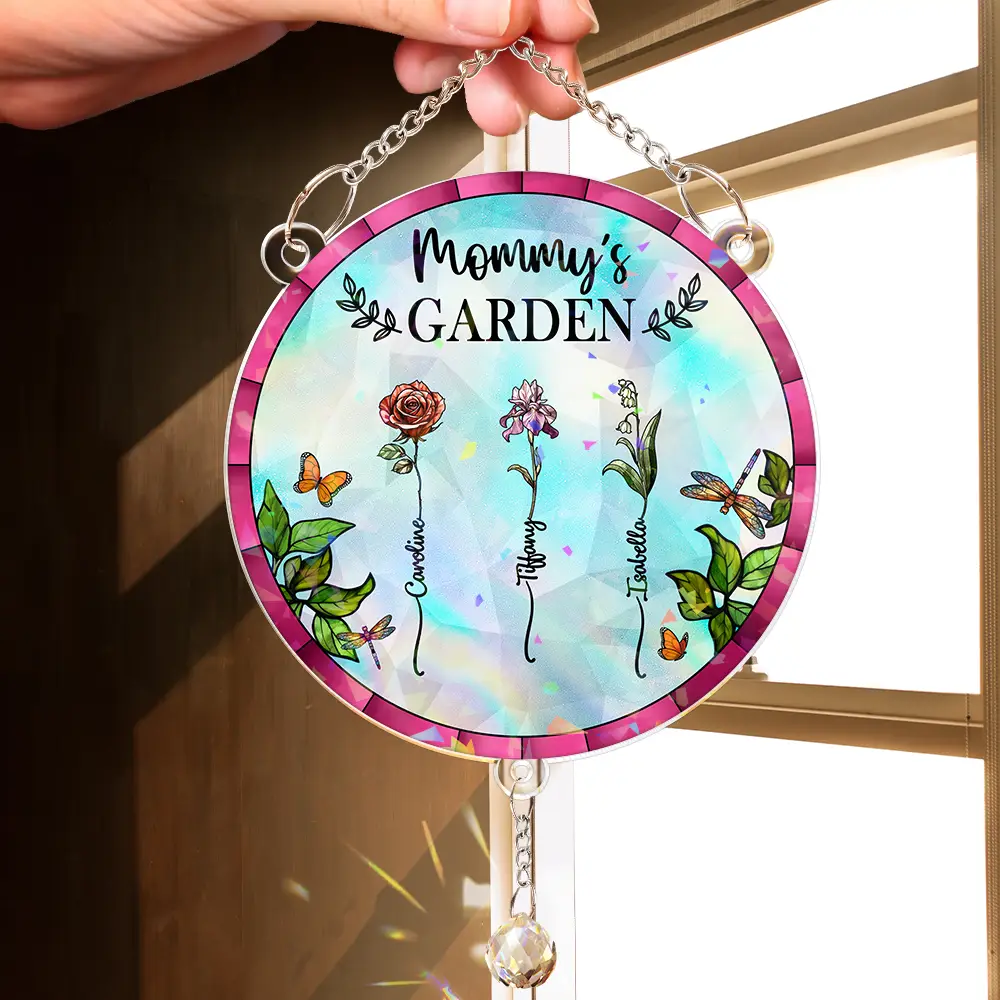 Birth Flower Grandma's Garden - Personalized Rainbow Suncatcher With Crystal Ball Prism - Image 2