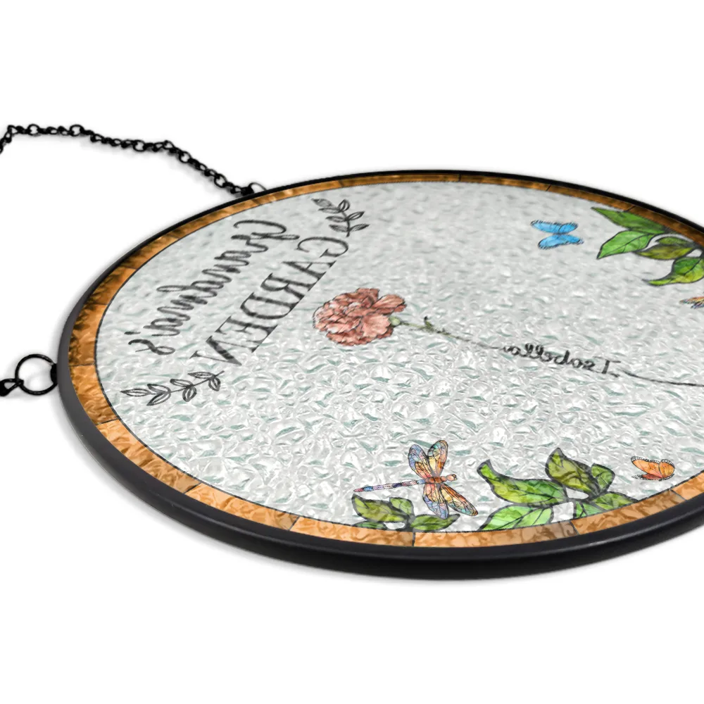 Birth Flower Grandma's Garden - Personalized Stained Glass Window Hanging Suncatcher - Image 5