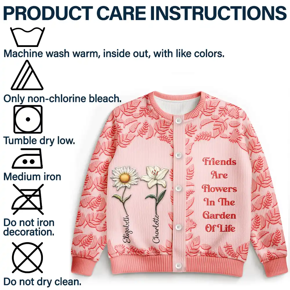 Birth Flower Grow An Old Friend - Personalized Cardigan - Image 6