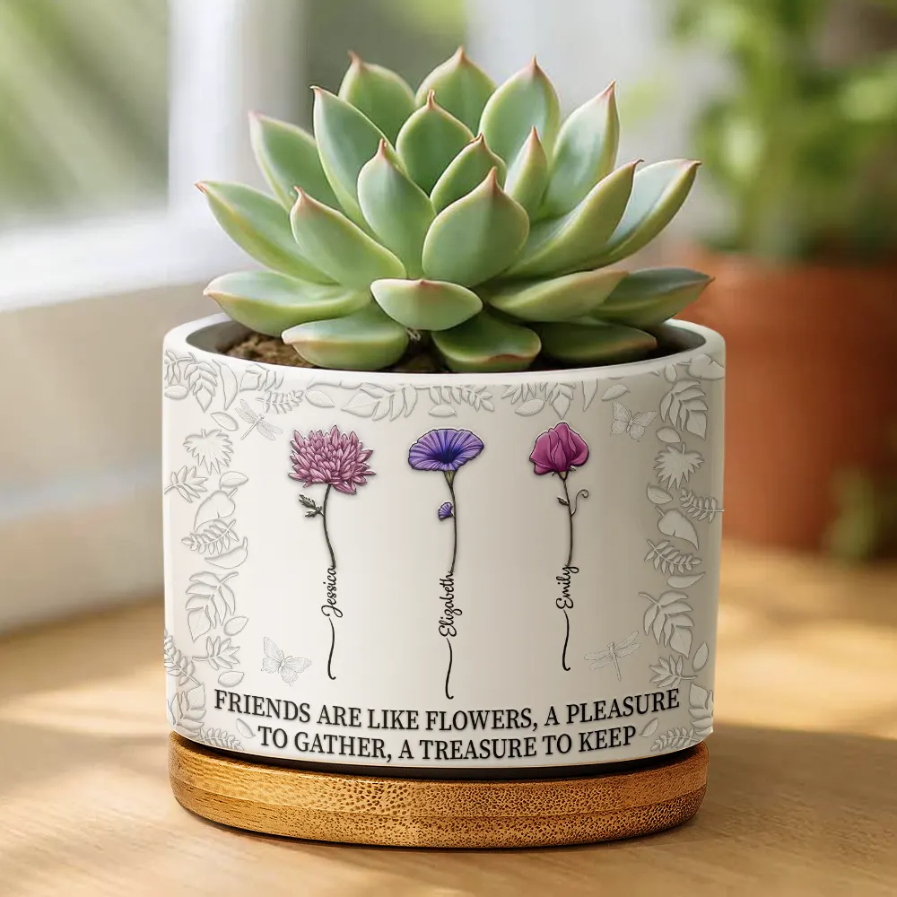 Birth Flower Grow An Old Friend - Personalized Ceramic Plant Pot - Image 2
