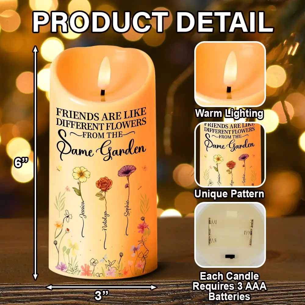 Birth Flower Grow An Old Friend - Personalized Flameless LED Candle - Image 5