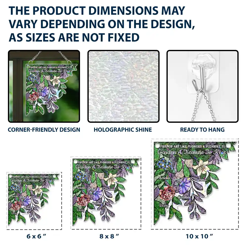 Birth Flower Grow An Old Friend - Personalized Window Corner Suncatcher - Image 6