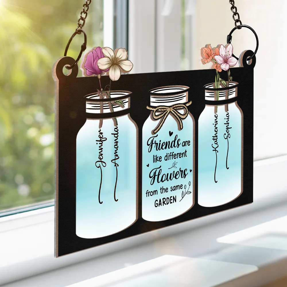 Birth Flower Grow An Old Friend - Personalized Window Hanging Suncatcher Ornament - Image 3