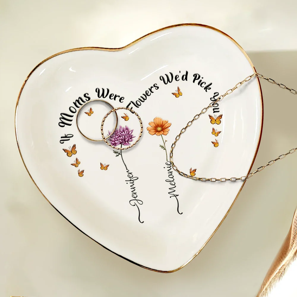Birth Flower If Nanas Were Flowers I'd Pick You - Personalized Heart Ring Dish - Image 4