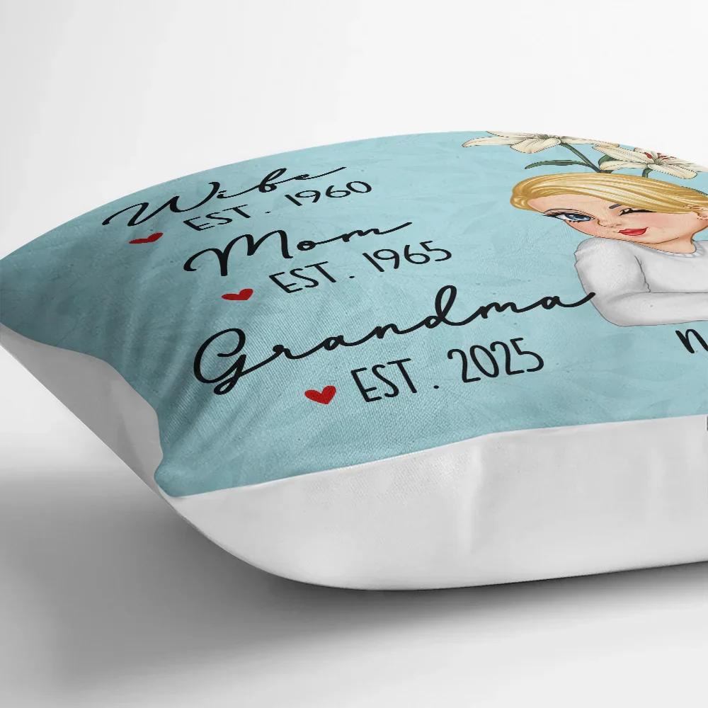 Birth Flower Mom Grandma Great Grandma - Personalized Pillow - Image 3