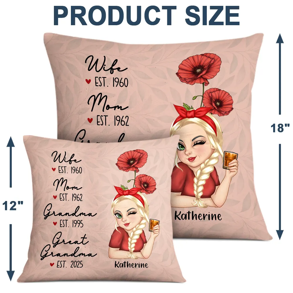 Birth Flower Mom Grandma Great Grandma - Personalized Pillow - Image 4
