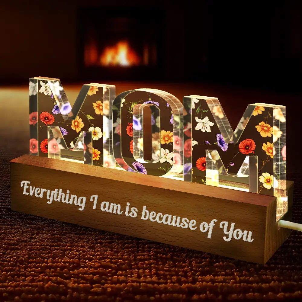 Birth Flower Mommy We Love You - Personalized Custom Shaped LED Light - Image 4