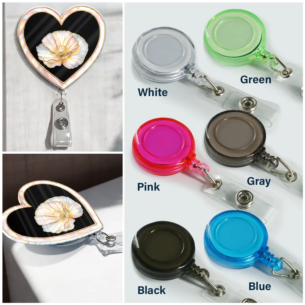 Birth Flower Nacre Effect Custom Shape - Personalized Badge Reel - Image 3