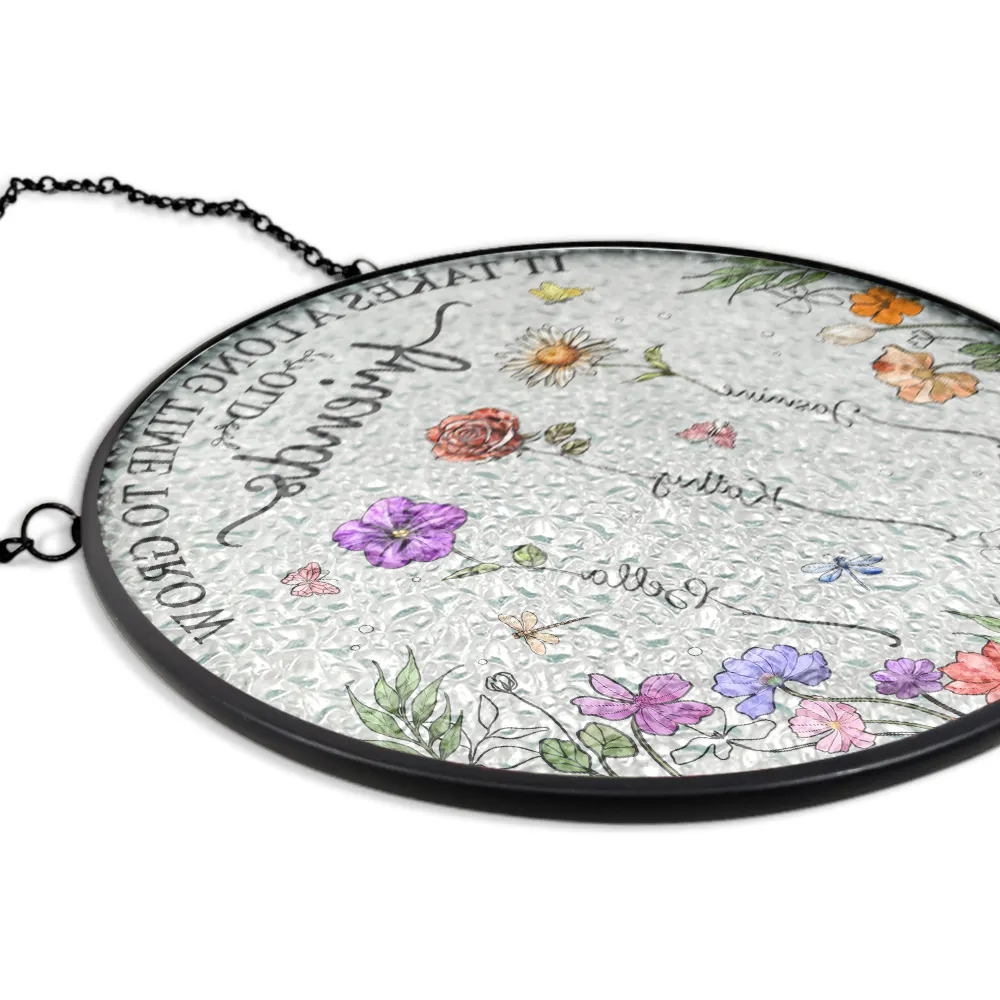 Birth Flower Sisters Besties From The Same Garden - Personalized Stained Glass Window Hanging Suncatcher - Image 5