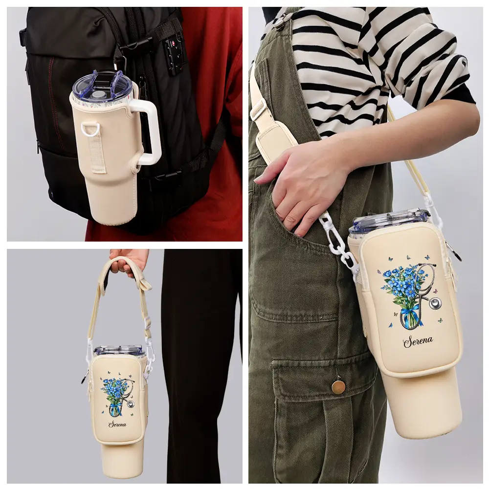 Birth Flower Stethoscope - Personalized Bottle Carrier Bag - Image 5