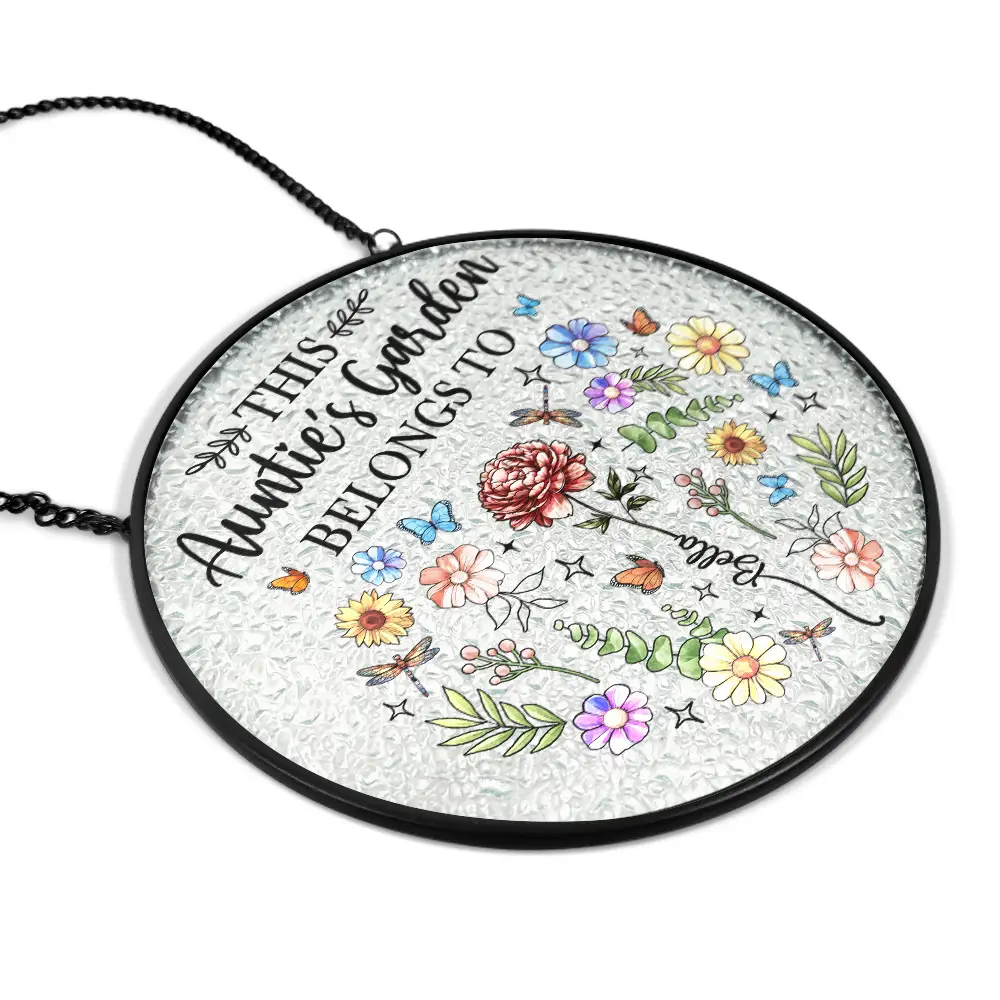 Birth Flower This Grandma's Mom's Garden Belongs - Personalized Stained Glass Window Hanging Suncatcher - Image 2